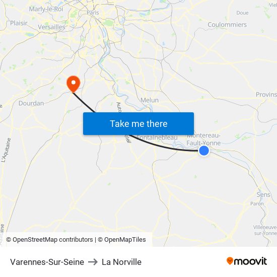 Varennes-Sur-Seine to La Norville map
