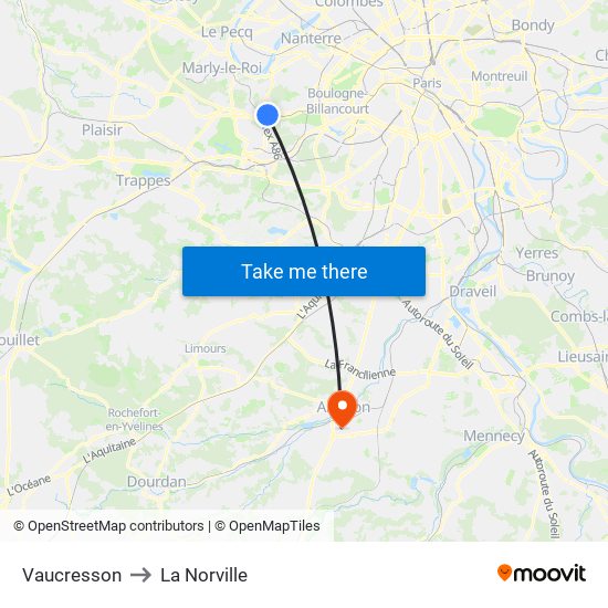 Vaucresson to La Norville map
