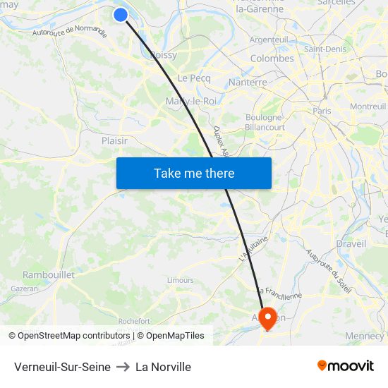 Verneuil-Sur-Seine to La Norville map