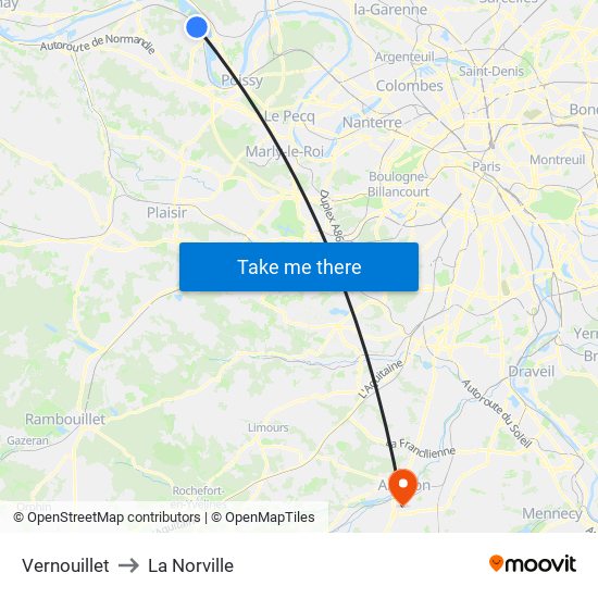 Vernouillet to La Norville map