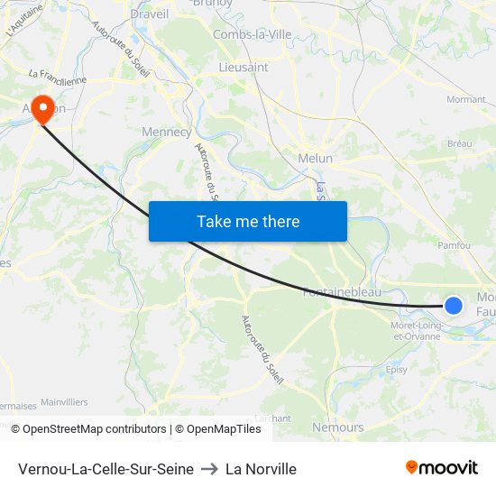 Vernou-La-Celle-Sur-Seine to La Norville map