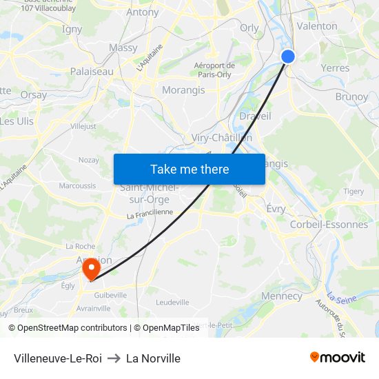 Villeneuve-Le-Roi to La Norville map