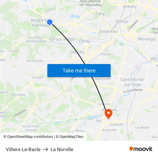 Villiers-Le-Bacle to La Norville map