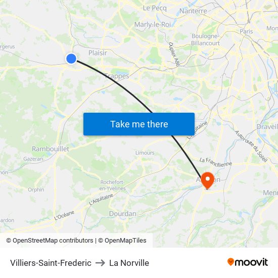 Villiers-Saint-Frederic to La Norville map