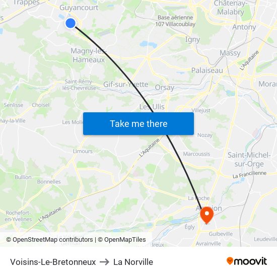 Voisins-Le-Bretonneux to La Norville map