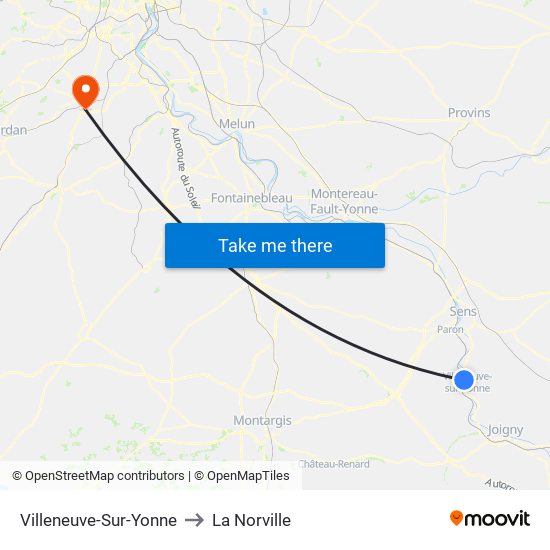 Villeneuve-Sur-Yonne to La Norville map