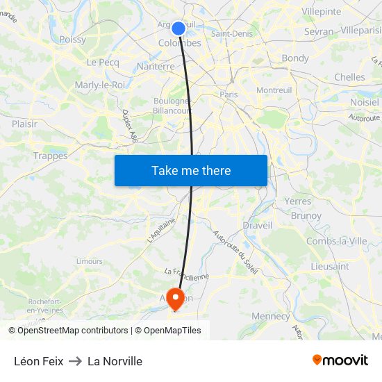 Léon Feix to La Norville map