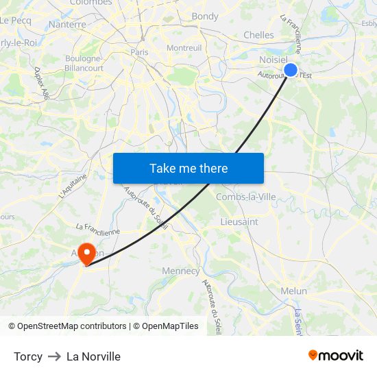 Torcy to La Norville map