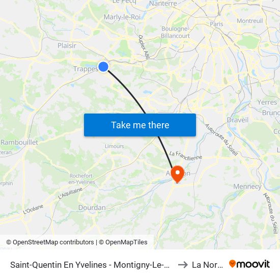 Saint-Quentin En Yvelines - Montigny-Le-Bretonneux to La Norville map