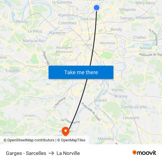 Garges - Sarcelles to La Norville map