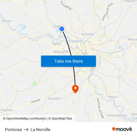 Pontoise to La Norville map