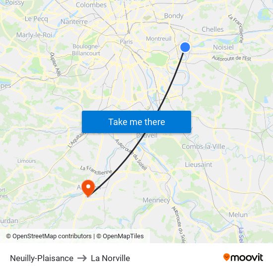 Neuilly-Plaisance to La Norville map