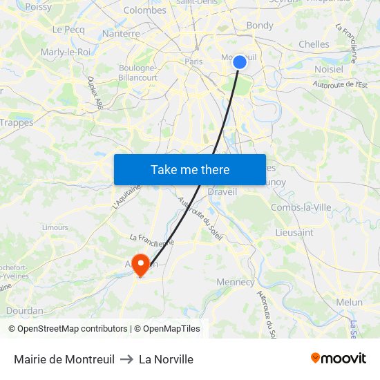 Mairie de Montreuil to La Norville map