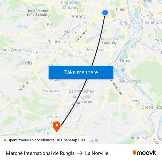 Marché International de Rungis to La Norville map