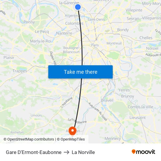 Gare D'Ermont-Eaubonne to La Norville map