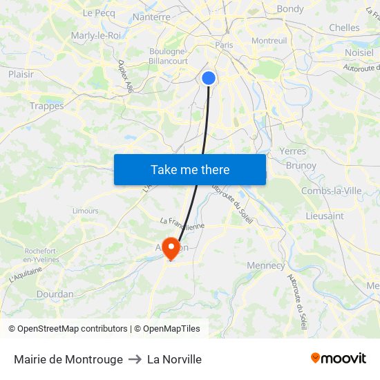 Mairie de Montrouge to La Norville map