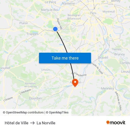 Hôtel de Ville to La Norville map