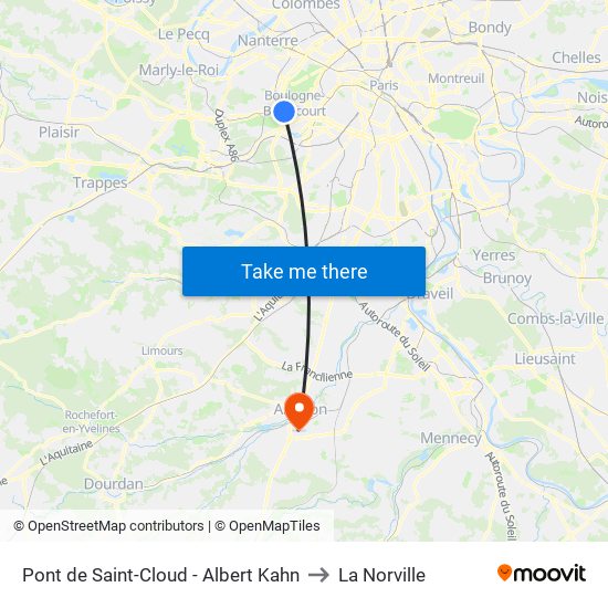 Pont de Saint-Cloud - Albert Kahn to La Norville map