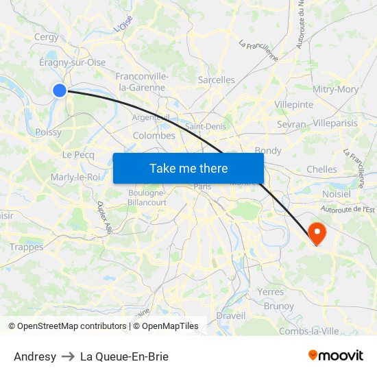 Andresy to La Queue-En-Brie map