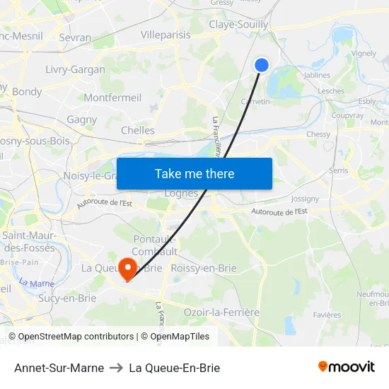 Annet-Sur-Marne to La Queue-En-Brie map