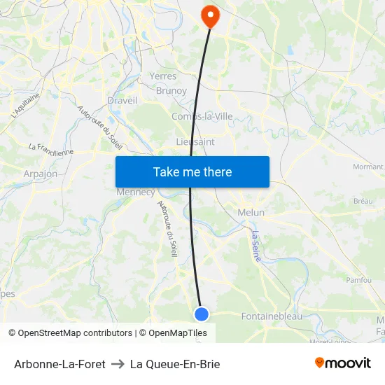 Arbonne-La-Foret to La Queue-En-Brie map