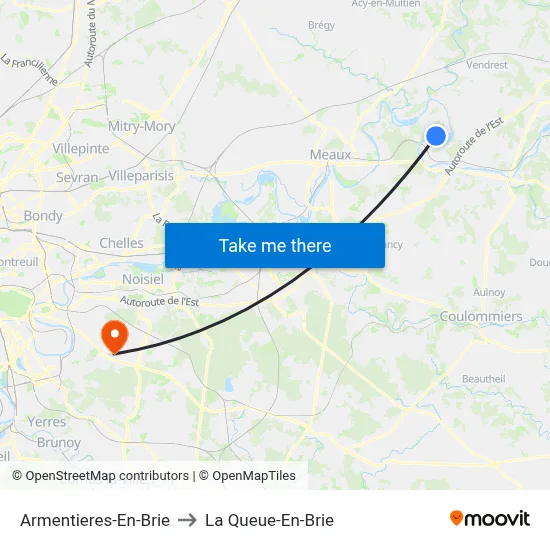 Armentieres-En-Brie to La Queue-En-Brie map