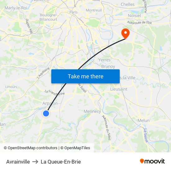 Avrainville to La Queue-En-Brie map