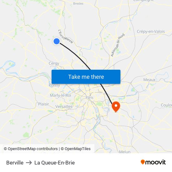 Berville to La Queue-En-Brie map