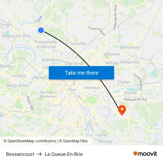 Bessancourt to La Queue-En-Brie map