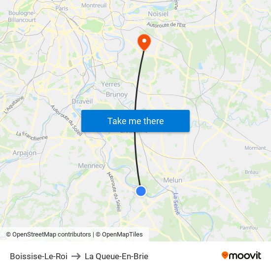 Boissise-Le-Roi to La Queue-En-Brie map