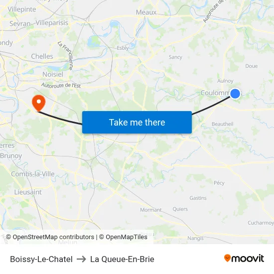 Boissy-Le-Chatel to La Queue-En-Brie map
