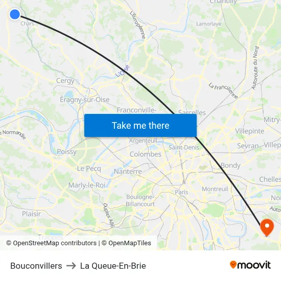 Bouconvillers to La Queue-En-Brie map