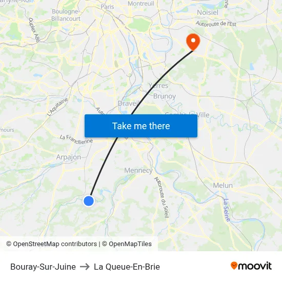 Bouray-Sur-Juine to La Queue-En-Brie map