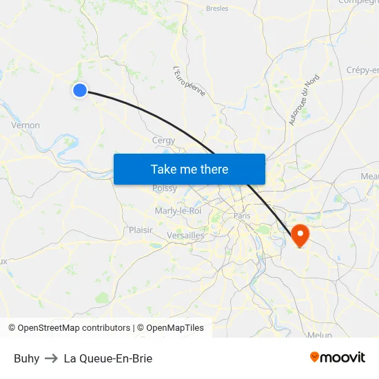 Buhy to La Queue-En-Brie map