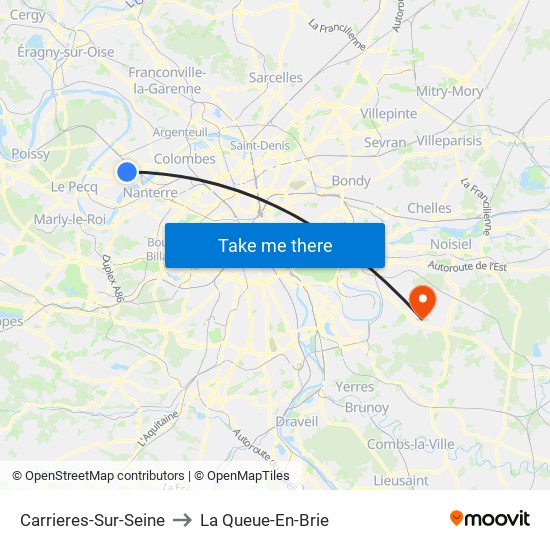 Carrieres-Sur-Seine to La Queue-En-Brie map