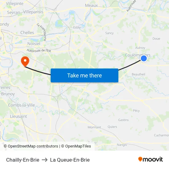 Chailly-En-Brie to La Queue-En-Brie map