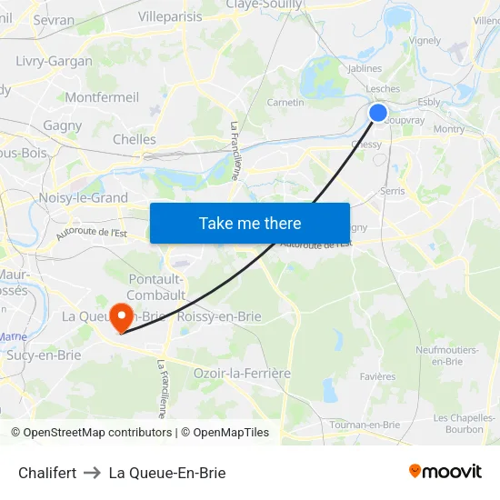 Chalifert to La Queue-En-Brie map