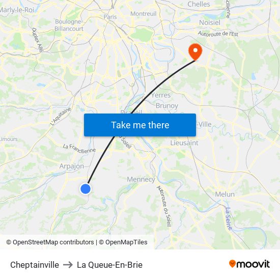 Cheptainville to La Queue-En-Brie map