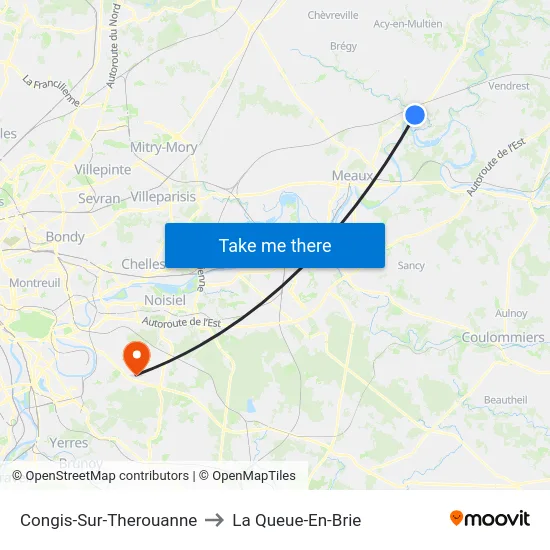 Congis-Sur-Therouanne to La Queue-En-Brie map