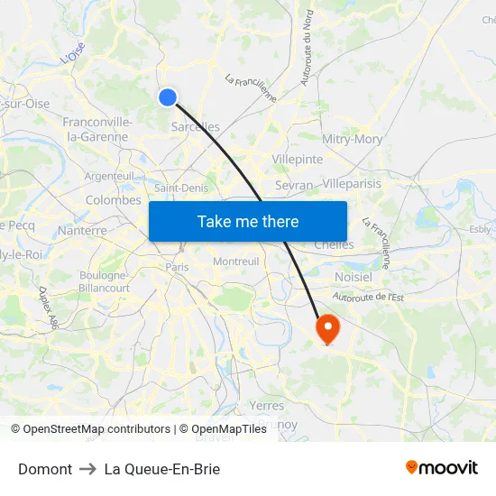 Domont to La Queue-En-Brie map