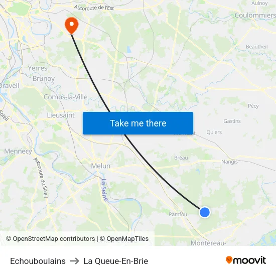 Echouboulains to La Queue-En-Brie map