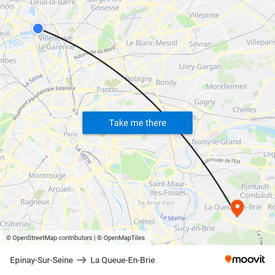 Epinay-Sur-Seine to La Queue-En-Brie map