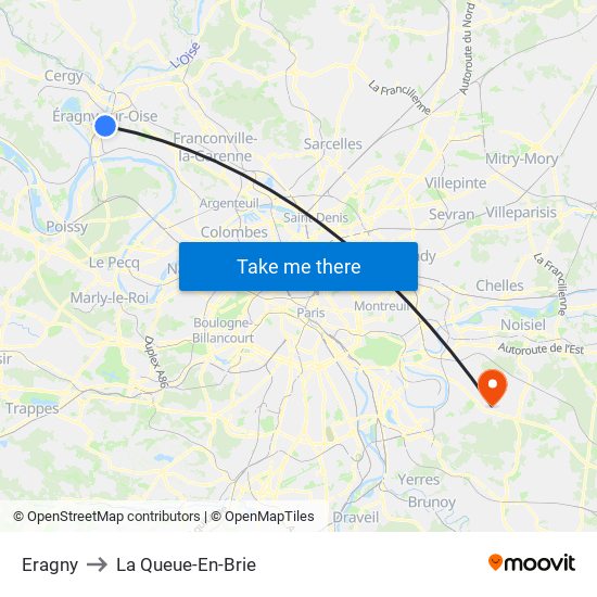 Eragny to La Queue-En-Brie map