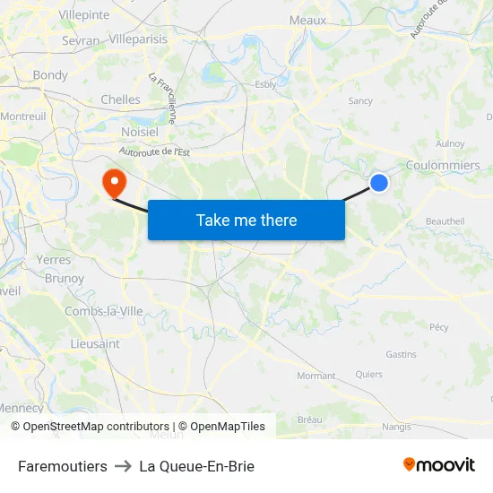 Faremoutiers to La Queue-En-Brie map