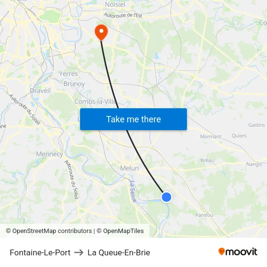 Fontaine-Le-Port to La Queue-En-Brie map