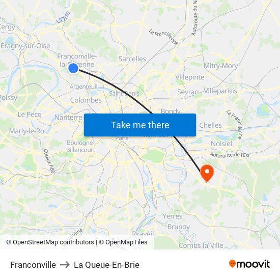 Franconville to La Queue-En-Brie map