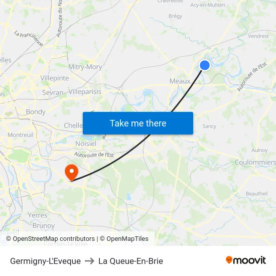 Germigny-L'Eveque to La Queue-En-Brie map