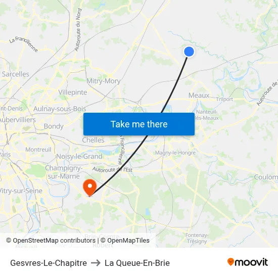 Gesvres-Le-Chapitre to La Queue-En-Brie map