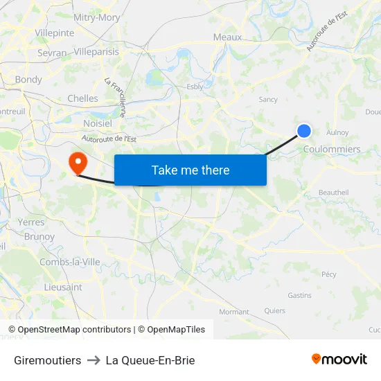Giremoutiers to La Queue-En-Brie map