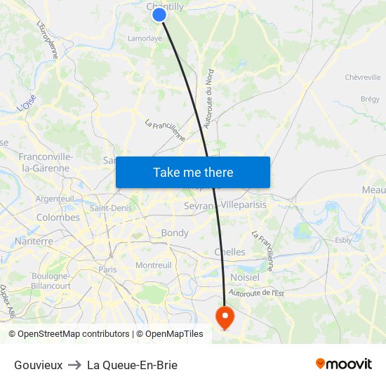 Gouvieux to La Queue-En-Brie map